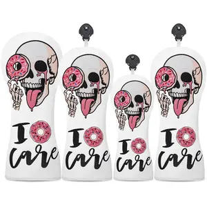 Doughnut Skull Design Golf Club Cover, Fashionable Dust-Proof Headcover, Durable Fairway Wood Protection, Best Golf Accessories