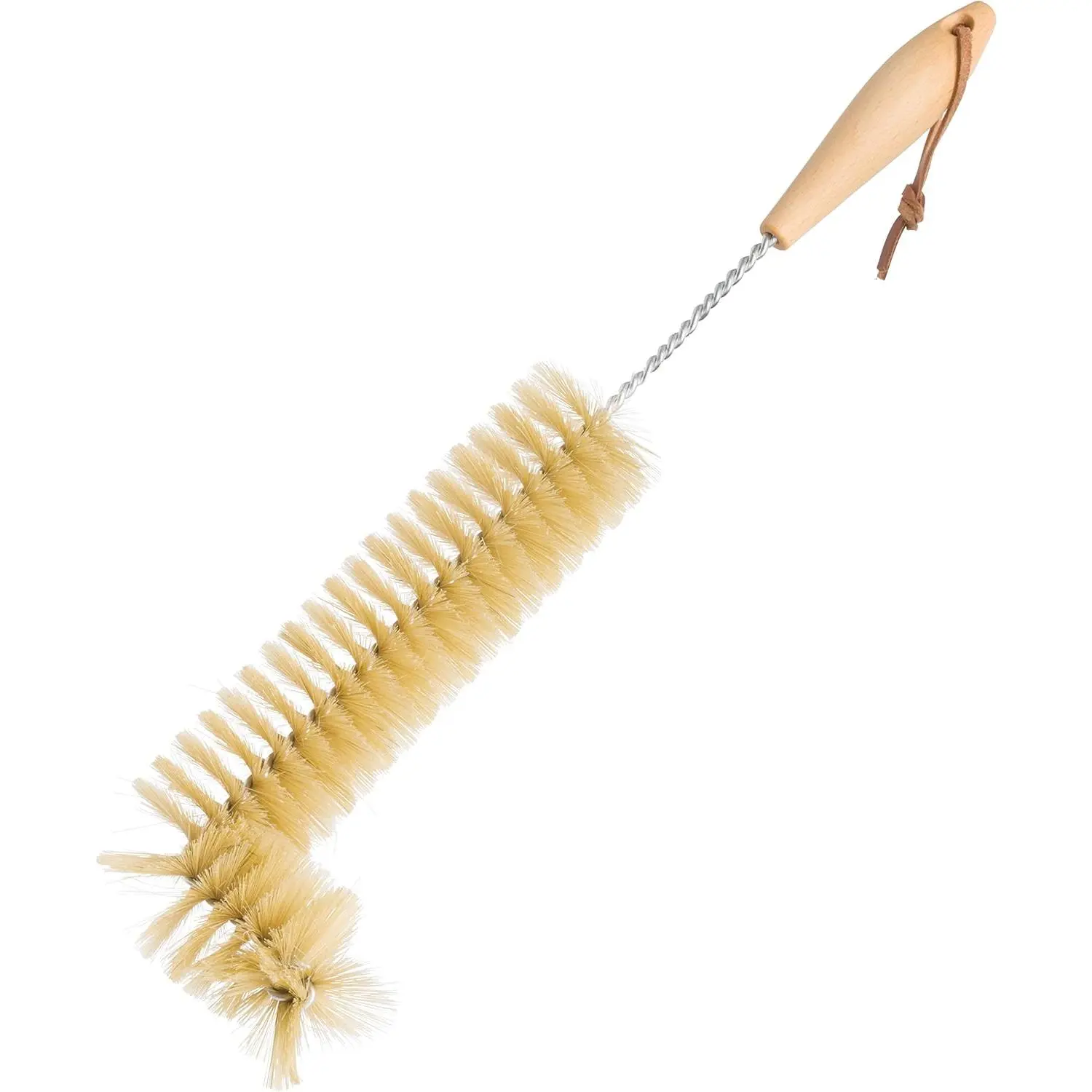 18.5 in Durable Natural Pig Bristle Radiator Cleaner Brush - Oiled Beechwood Handle, Bendable Flexible Wire, Aesthetically Pleasing Household Cleaning Hand Tool for Radiator Maintenance, 18-1/2 Inches