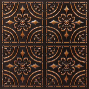 From Plain To Beautiful In Hours Wrought Iron 2 ft. x 2 ft. PVC Glue-up Faux Tin Ceiling Tile - #205 - (Pack of 10) / 40 sqft