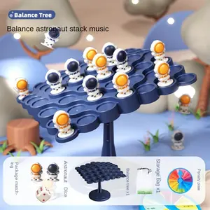 [Joyful Learning] Astronaut Balance Tree Board Game - Interactive Family Puzzle Toy for Focus Training, Includes 12 Colorful Spaceman Figures, Multi-Level Challenges, and Durable Plastic Material Perfect Gift