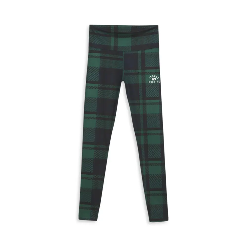 PUMA Womens X Trophy Hunting Plaid High Waist Leggings Casual - Green