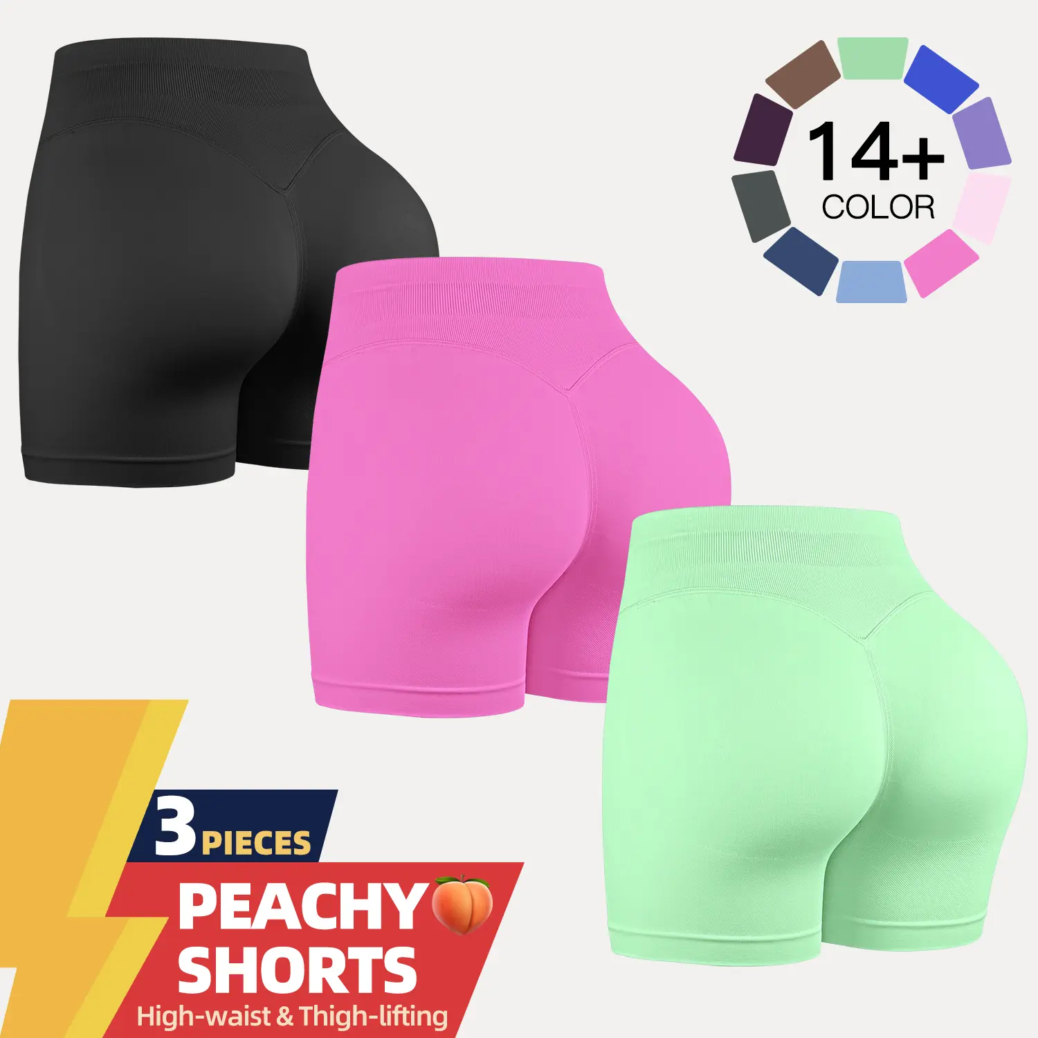 3 /6 Pack Seamless High Waisted Biker Shorts for Women, Tummy Control Butt Lifting Workout Yoga Shorts, Soft Non See Through Athletic Shorts for Running Gym Volleyball