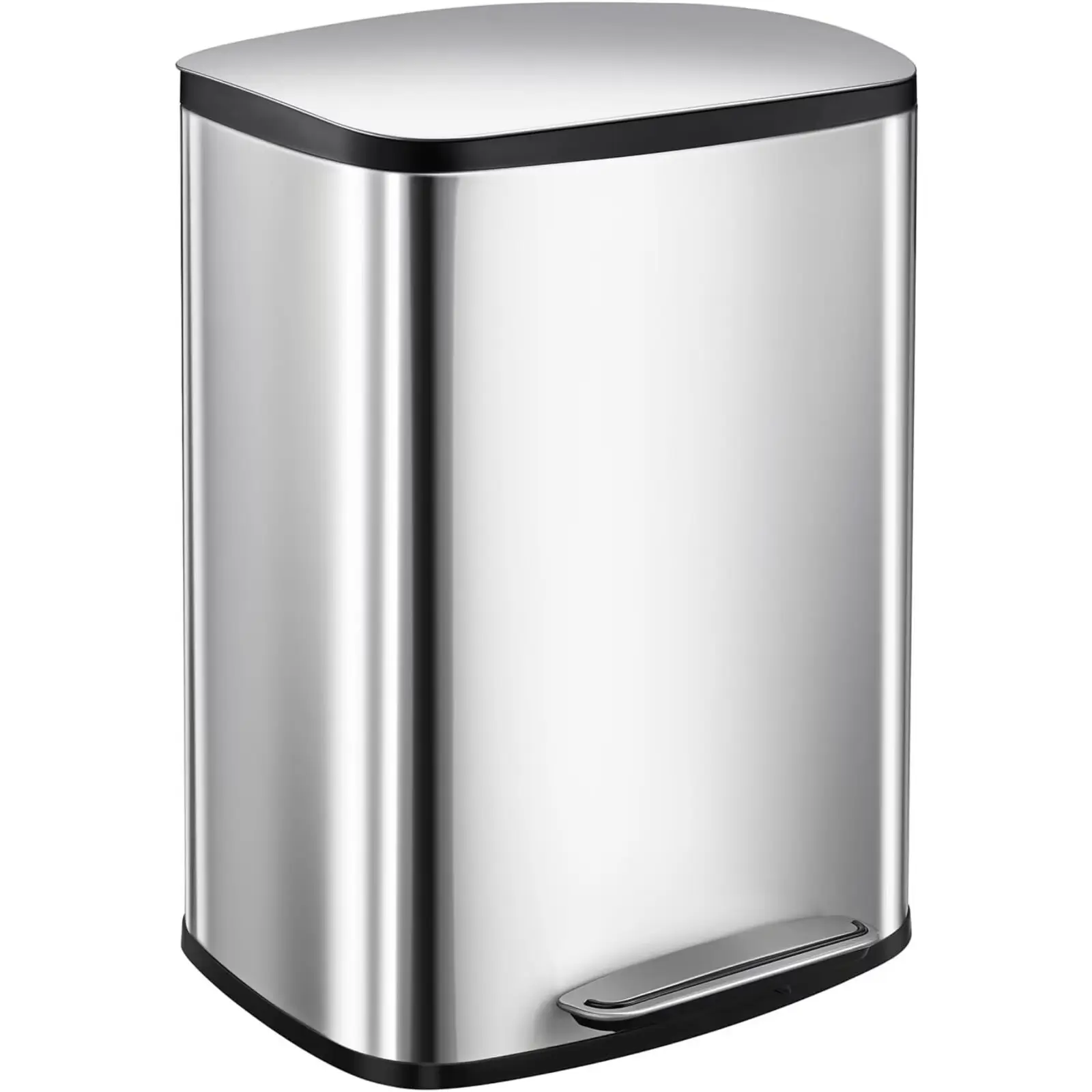【Christmas Gift】13Gal Heavy Duty Hands-Free Stainless Steel Kitchen Trash Can Commercial Rectangular Kitchen Waste Bin with Soft Close Lid and Inner Liner Fingerprint-Resistant Bucket Cleaning