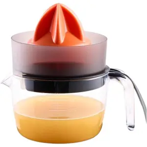 Citrus Juicer – 3 Cup (24 oz) Orange Juicer with Seed Filter, Compact Design – Easy Press Citrus Juicer for Oranges, Lemons, Limes – Black and orange