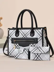 Women's Elegant Temperament Minimalist Handbag & Wallet Set, Multi-functional Layered Storage Large Capacity Spacious Essential Bag Set with Charm, Stylish Designer Crossbody Bag Set