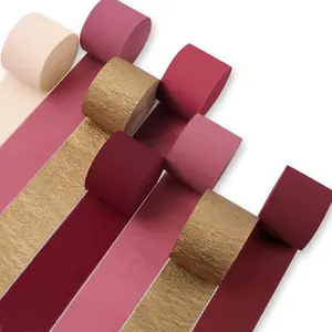 PartyWoo Burgundy Red Crepe Paper Streamers & Sheets, 8-Piece 656ft Pack with Hot Pink, Maroon, Magenta Options, Festive Party Decoration Supplies for Weddings, Birthdays, Bridal Shower Gift