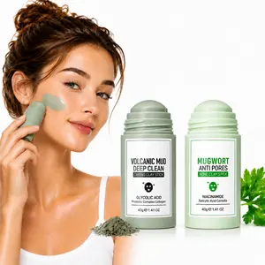 2 Pack Clay Mask Stick Set - Natural Alaska Volcanic Clay & Mugwort, Deep Pore Cleansing, Reduces Look of Blackheads, Gentle Exfoliating, Non-Drying, Smoothing Skin, Facial Skincare Masks