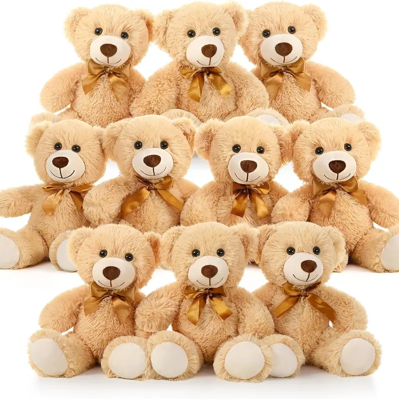 Tezituor Classic Unisex Plush Toy Centerpiece Teddybear Stuffed Animals Bulk, 10-Pack 13.5" Small Soft Fabric Stuffed Bears, Soft Cuddly Gift for Baby Shower #BlackFriday