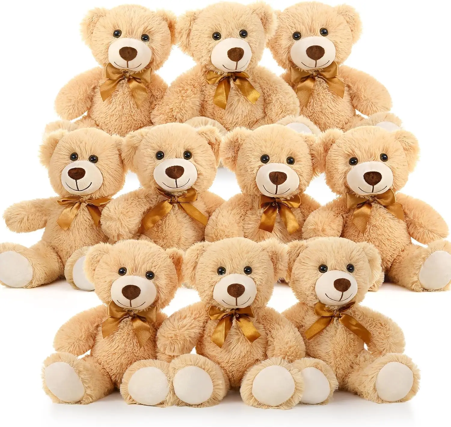 Tezituor Bulk Teddy Bear Baby Shower, 10 Packs Small Teddy Bear Stuffed Animals in Bulk,13.5" Small Stuffed Bears Plush for Wedding,Birthday,Christmas