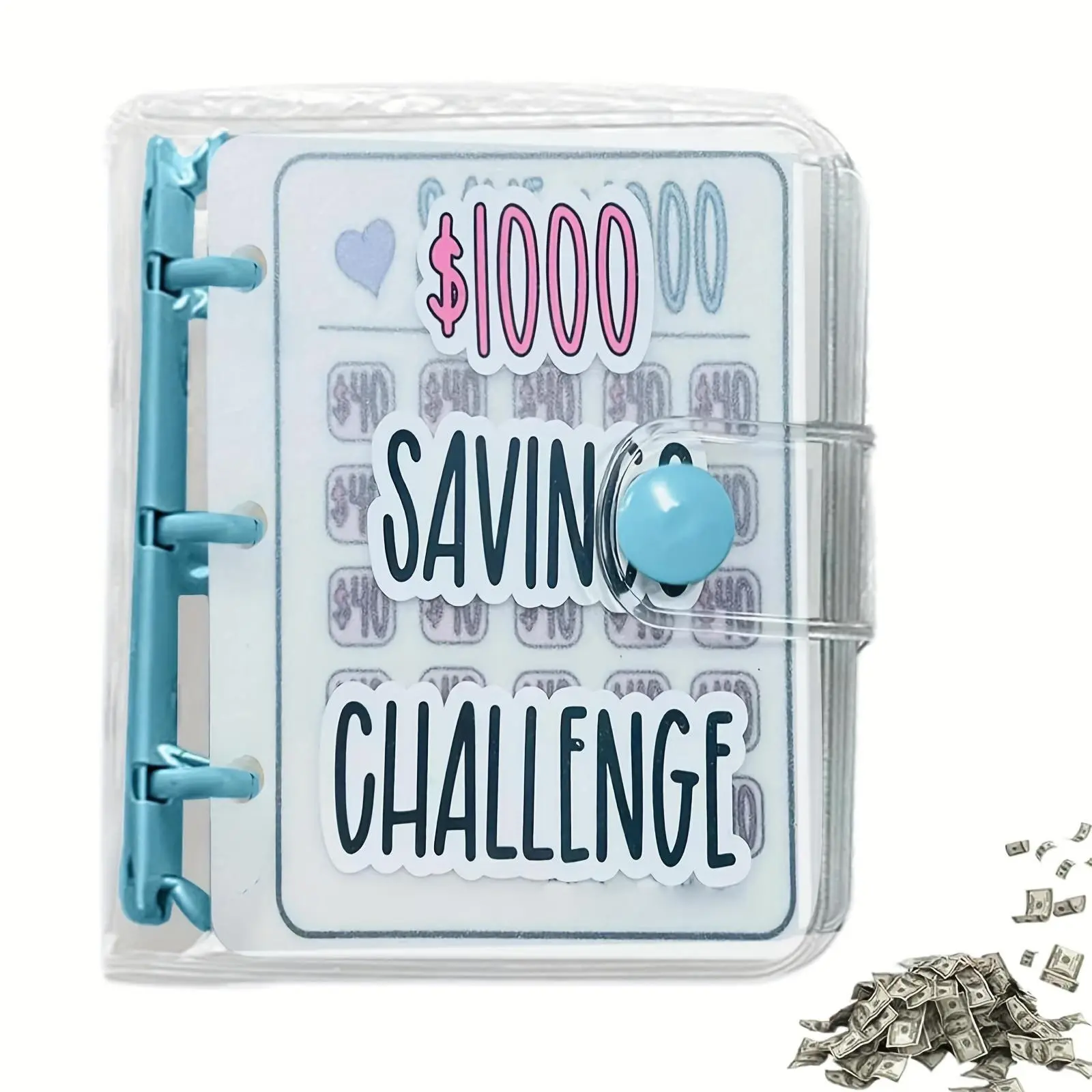 $1000 Savings Challenge Binder, Savings Tracker Organizer, 1 Count Money Management Tool with Cash Envelopes, Compact and Portable Design for Daily Use, Savings Challenge Planner
