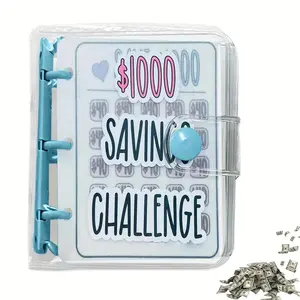 $1000 Savings Challenge Binder, 1 Count Money Management Tool with Cash Envelopes, Compact and Portable Design for Daily Use, Savings Challenge Planner