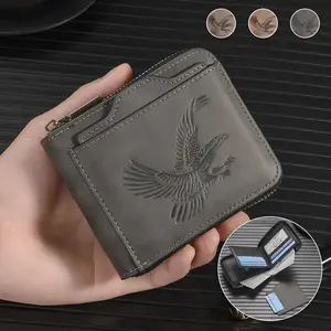 Men's Retro Embossed Eagle Short Wallet - Multi-Slot Card Holder, Vintage Wallets for Work & Daily Use, Business Style Accessory,