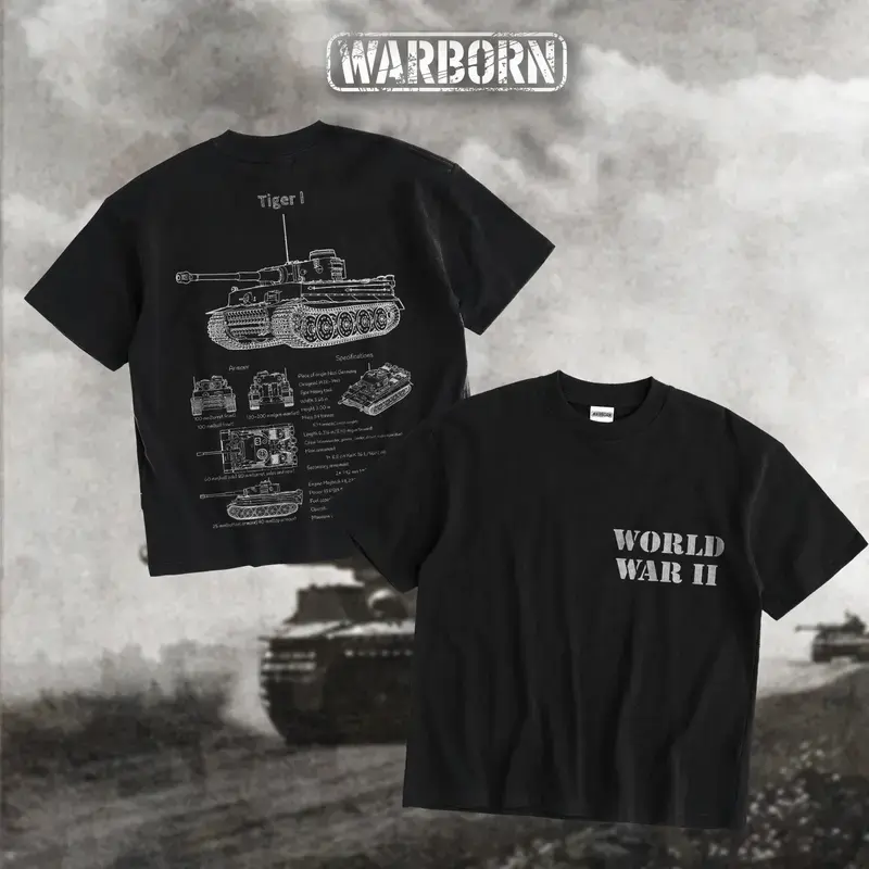 WARBORN Tiger I Heavy Tank Graphic T-Shirt/Hoodie for Men, WWII Military Streetwear, German Panzer