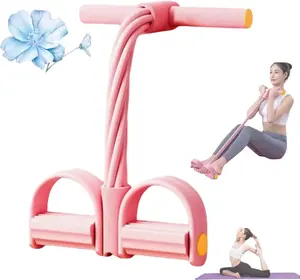 8-Strand Heavy Duty Abdominal Crunch Fitness Equipment, Fitness Resistance Bands for Stretching and Yoga, Fashion Puller Exercise, Leg & Core Workout, Non-Slip Foot Pedal