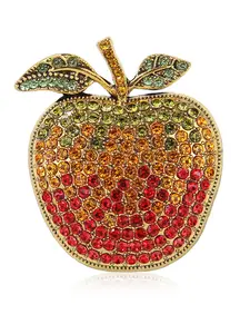 Full Diamond Gradient Christmas Apple Brooch, Luxurious Elegant Suit Pin, Holiday Gift, Versatile Accessory, All Seasons