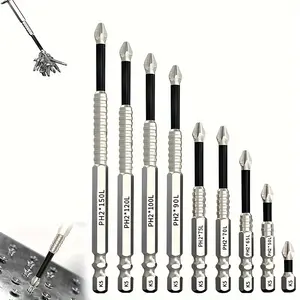 9-piece Strong Magnetic Non-slip Durable Screwdriver Set, Shock-proof Shock Screwdriver Head, Electric Precision Impact-resistant High-hardness Cross Drill Bit, Magnetic Screwdriver Tools, Replaceable Screwdriver Bits Set