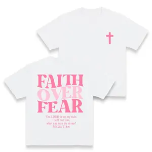 Faith Over Fear Graphic Tees - Vintage Trendy Urban Streetwear for Fashion Lovers - Stylish Casual Gym/Everyday Wear with Minimalist Bold Slogan & Soft Comfort For Women For Men [180G 100% cotton, lightweight and breathable, soft and comfortable]