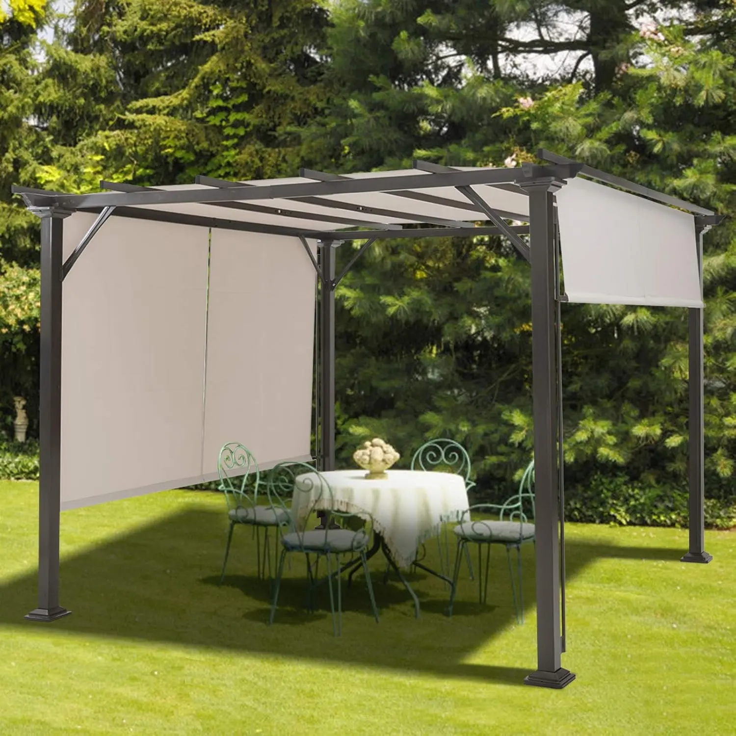 Vallmore 2 Piece 16x4 Ft Universal Pergola Replacement Canopy Cover, Heavy Duty Waterproof Polyester, Adjustable Fit for Metal & Wood Pergola Frames — Cover Only (Beige, Tan)