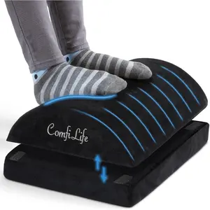 ComfiLife Foot Rest for Under Desk Use-Adjustable Height Memory Foam Foot Stool for Under Desk, Office Chair and Gaming Chair - Ergonomic Footrest for Back and Hip Pain Relief (Black)
