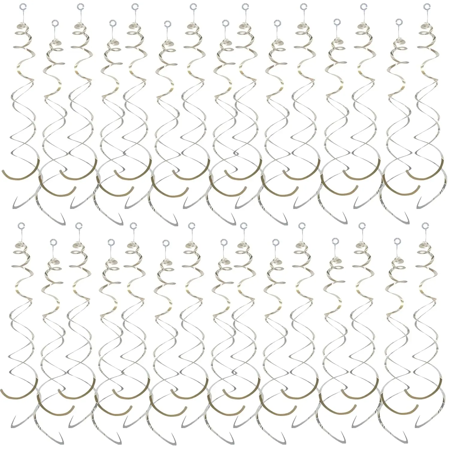 30-Piece Silver Hanging Swirl Decorations Foil Ceiling Spirals for Birthdays, Weddings & More