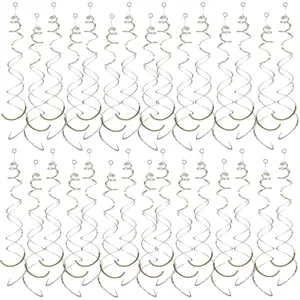 30-Piece Silver Hanging Swirl Decorations Foil Ceiling Spirals for Birthdays, Weddings & More