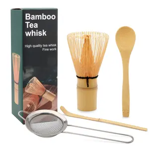 Matcha Whisk Set, Bamboo Whisk, Matcha Kit, Chasen Matcha Stirrer, Made from 100% Natural Bamboo, Durable and perfect for making matcha tea