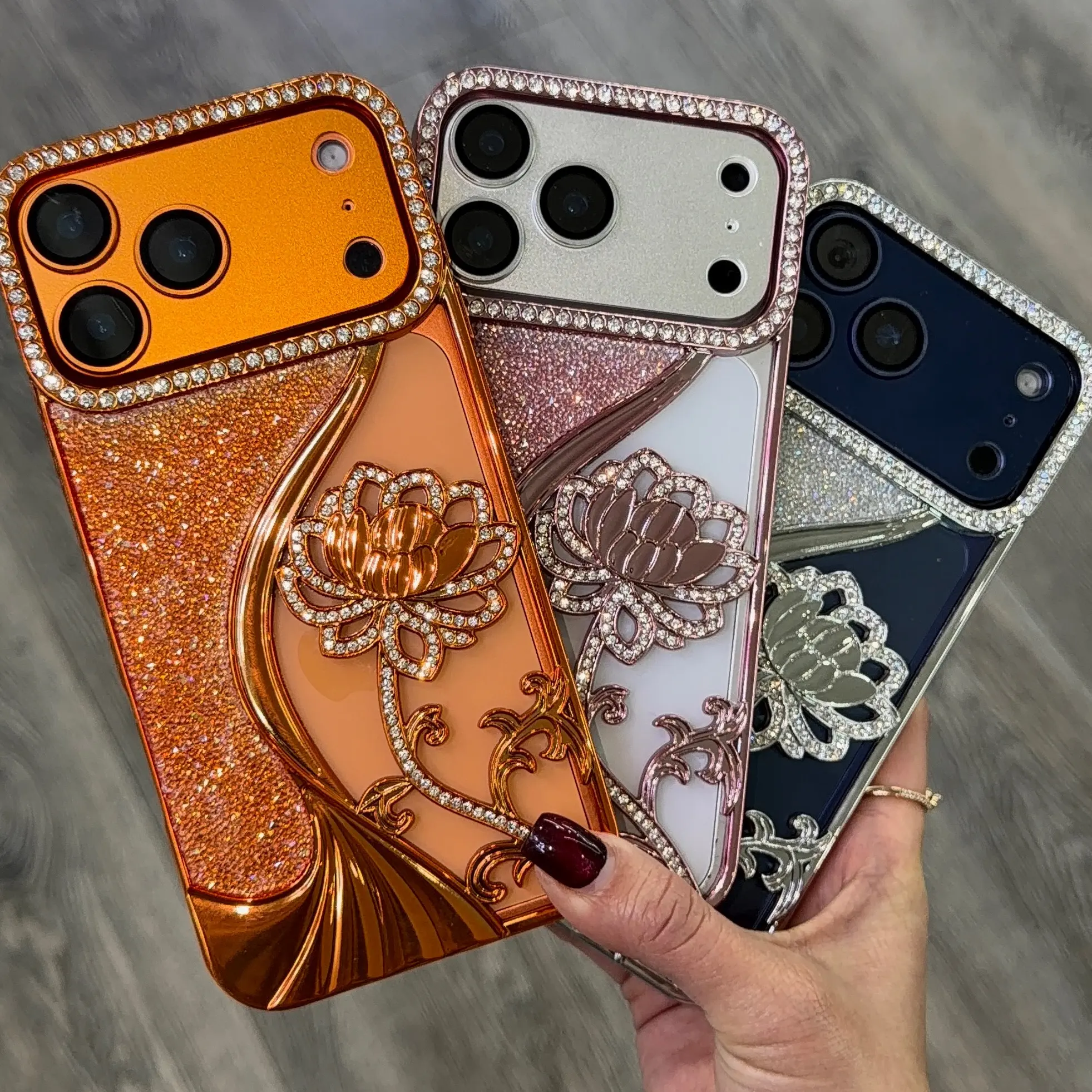 Smartphone Case Bling with Flower Design for iPhones- Glittery Sparkle Protective Cover