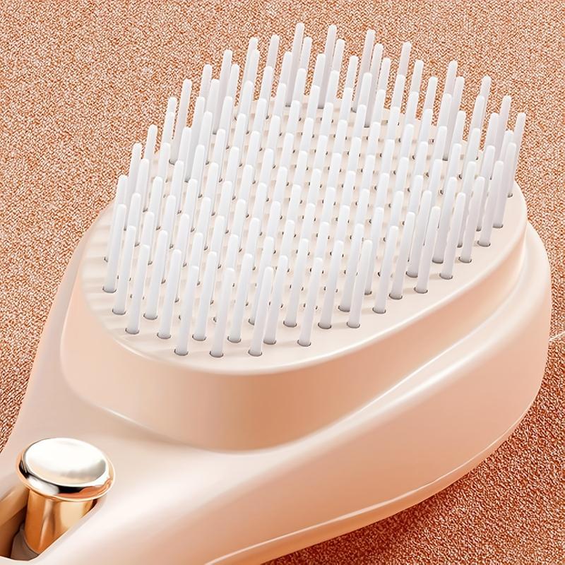 [Holiday Haul] 1PCS Pink Telescopic Control Hair Brush ABS Plastic Handle, Nylon Bristles, Scalp Massage Function, Ideal for All Hair Types, Enhances Shine & Smoothness
