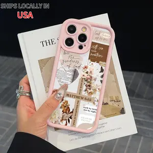 Floral & Slogan Pattern Phone Case, Creative Phone Protector Cover, Phone Compatible with iPhone 16 15 14 13 12 11 Series Pink Protection Silicone Protective