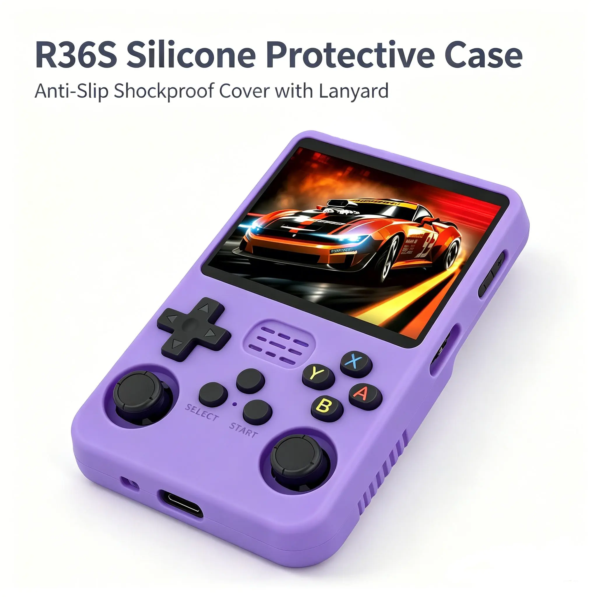 R36S Handheld Games Console Protective Case, Shockproof Anti-Scratch Protection, with Braided Lanyard, Easy Storage and Carry, Durable Design