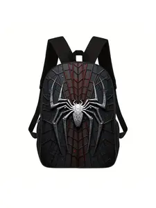 1pc Lightweight Black Unisex Printed Backpack, Printed Duffel Bag - Adjustable Shoulder Strap, Unisex School Bag, Casual Travel and Commuter Bag, Zipper Closure, Sports Gear Bag |Minimalist Design | Lightweight Backpacks, Travel Backpacks, Stylish