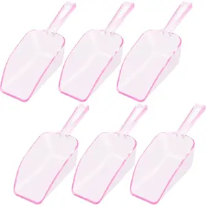 6 PCS 5 Oz Pink Small Plastic Mini Ice Scoop Ice Cube Shovel for Freezer Food Coffee Flour Dry Goods Kitchen Laundry Bucket Bin Containers