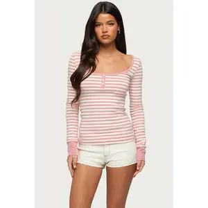 Jaida Striped Henley Top