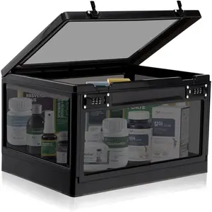 Large Medicine Box with Dual 3-Digit Combination Lock, 24-Liter Lockable Storage Box for Medicines, Snacks, Phones, Electronic Products, BPA-Free Material, Suitable for Home, Office, Refrigerator, and Safety Use