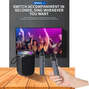 ipmax Portable Bluetooth Karaoke Machine with 2 Wireless Microphones, Mini Karaoke Player, PA System for Singing, Smartphone Audio, Compact, Speaker
