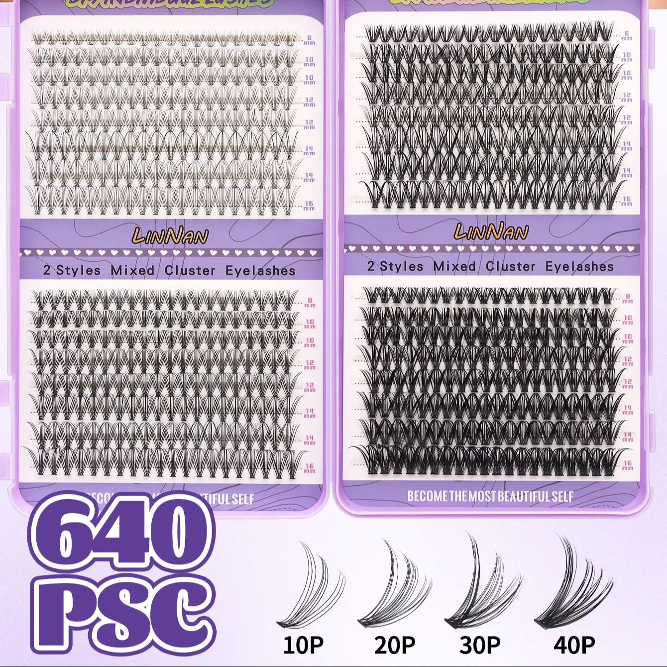 D Curl Single Cluster Lashes, Mixed Lengths, Various Styles, High Capacity, Dense, DIY Segment Clusters, Easy Home Use