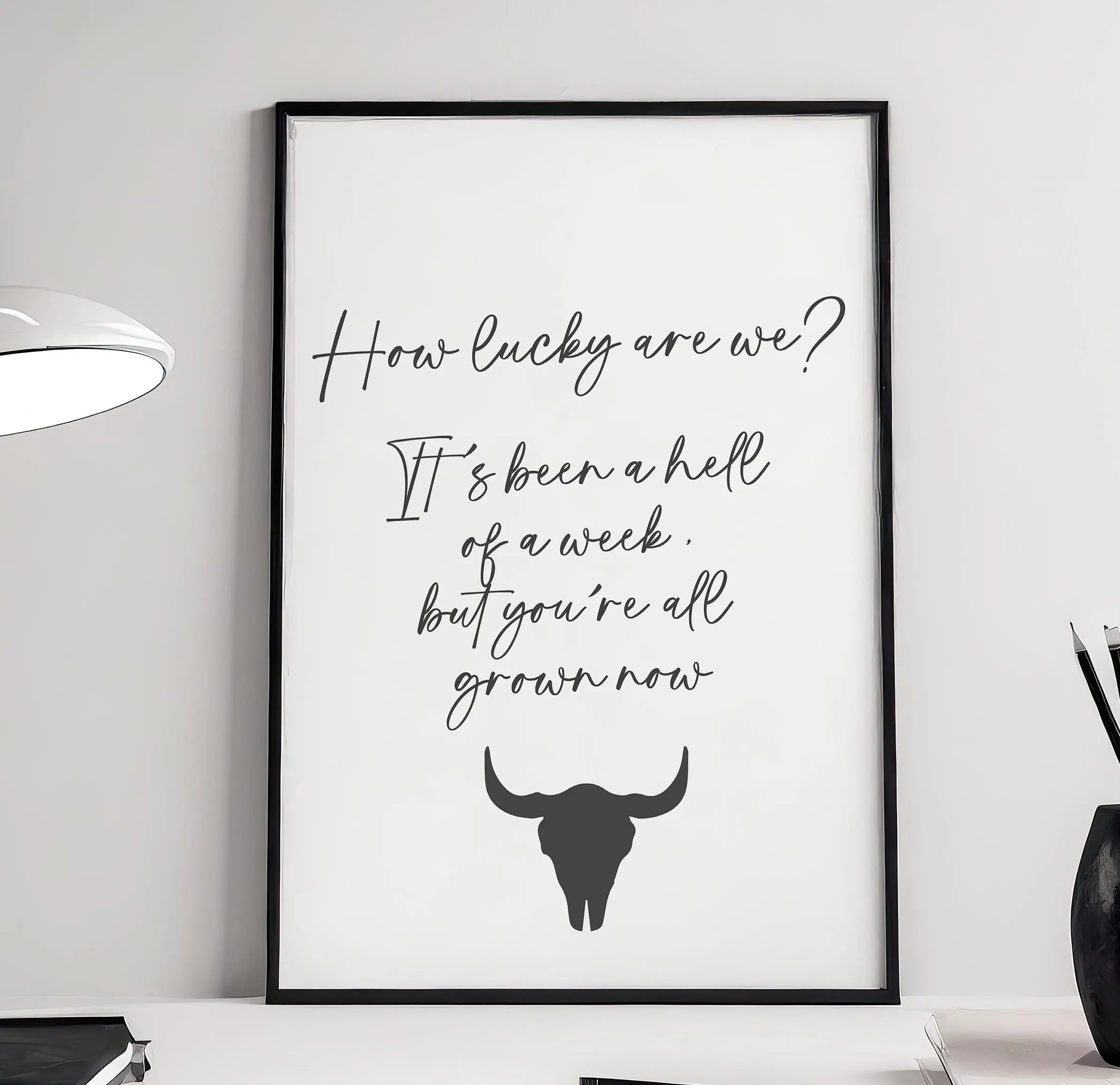 How Lucky Are We Poster, Band Print, Wall Art Decor, Country Music Sign, Gift Idea, Present for Girlfriend Boyfriend, Cowboy western music
