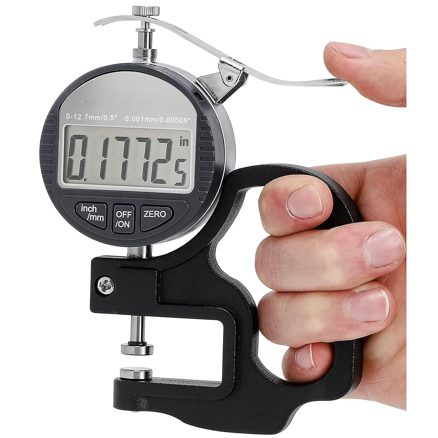 Digital Thickness Gauge 0.001mm/0.00005" | 0-12.7mm/0.5"  Micrometer Thickness Meter with LCD Display, Unit Conversion, Storage Case, Extra