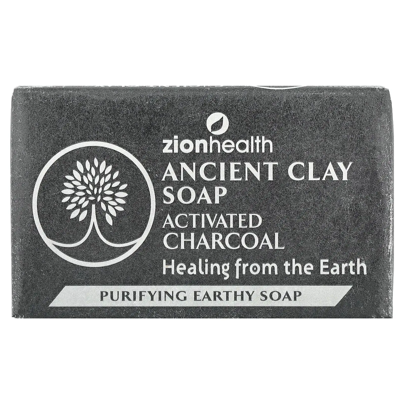 Zion Health Ancient Clay Bar Soap, Activated Charcoal, 6 oz (170 g)