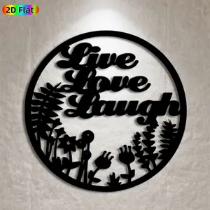 1pc Live Love Laugh Metal Wall Art, Inspirational Quote Statue Mural, Ideal Gift for Valentine's Day, Wedding, Home Decor Enthusiasts, Powder-Coated Metal Wall Decor  Perfect for Bedroom Wall & Garden Fence Wall, Charming Indoor Outdoor Decor