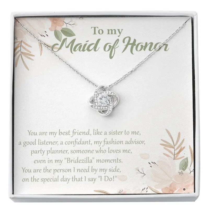 Maid of Honor Thank You Gift-Personalized Maid of Honor Thank You Card, Thank You For Being My Maid of Honor, To My Maid of Honor, MoH Gift Personalized Jewelry, Custom Message Card, Gift Box