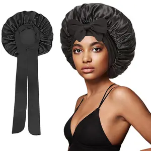 Long-Tailed Satin Sleep Cap, High-Quality Medium-Sized Women's Hair Protection Cap And Bath Cap, Elastic-Edged Round Cap