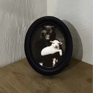 Vintage Art Style Wolf Holding Sheep Artistic Decorative Home Item, Hangable Art, Perfect for Halloween Christmas Thanksgiving Wall Decoration