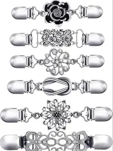 6 PCS of vintage dress strap shirt clip sweater cardigan shawl clip women and girls brooch clip