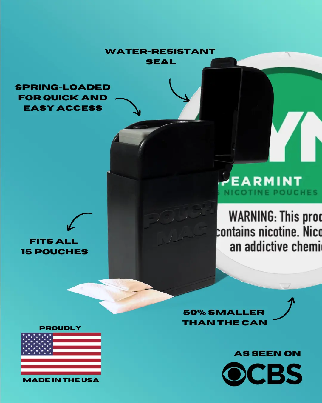 Pouch Mag- Stealth: Dispenser for Zyn Pouches - Pocket-Sized Design with Spring-Loaded Mechanism & Durable ABS Plastic - Made in the USA
