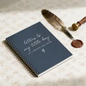 1pc Keepsake Memory Journal "Letters to My Little One" - An inspirational spiral-bound guestbook with the design "As I Watch You Grow", featuring an elegant blue cover and white text. An ideal gift for birthdays, emotional presents, suitable for new mothe