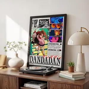 Dandadan Retro Manga Poster, Supernatural Action Anime Wall Art, Colorful Collage Decor for Bedroom & Game Room, Gift For Anime Fans