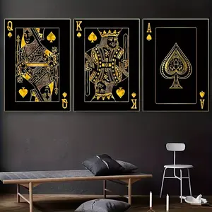 3pcs Canvas Poster, Modern Art, King, Queen & Ace Playing Cards Painting Wall Art Canvas Painting, Ideal Gift For Bedroom Living Room Kitchen Corridor, Wall Art, Wall Decoration, Fall Decor, Room Decoration, No Frame