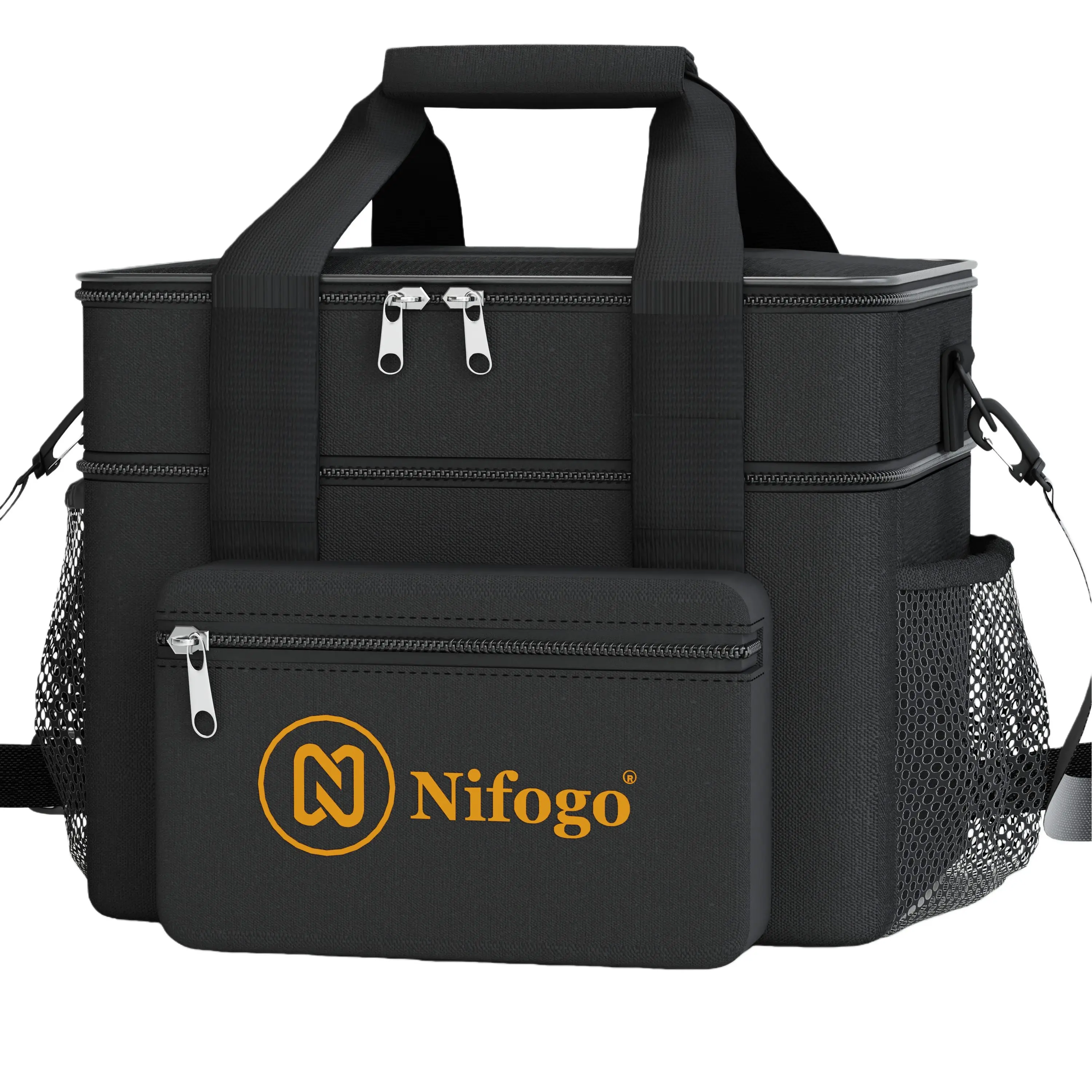 15L Double-Deck Insulated Leakproof Thermal Reusable Waterproof Portable Lunch Tote Bag, Ideal for Work & Travel Food Storage, Portable Lunch Bags for Men (Black, Gray), Lunch At Work