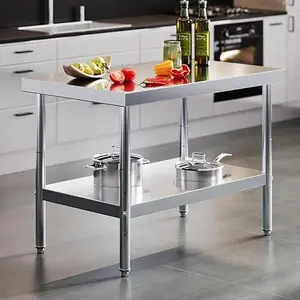 AMERLIFE Stainless Steel Table, Kitchen Prep Table with Adjustable Undershelf, NSF Certified Metal Surface (Includes Wheels & Backsplash) for Home Kitchen, Restaurant, Hotel, and Garage